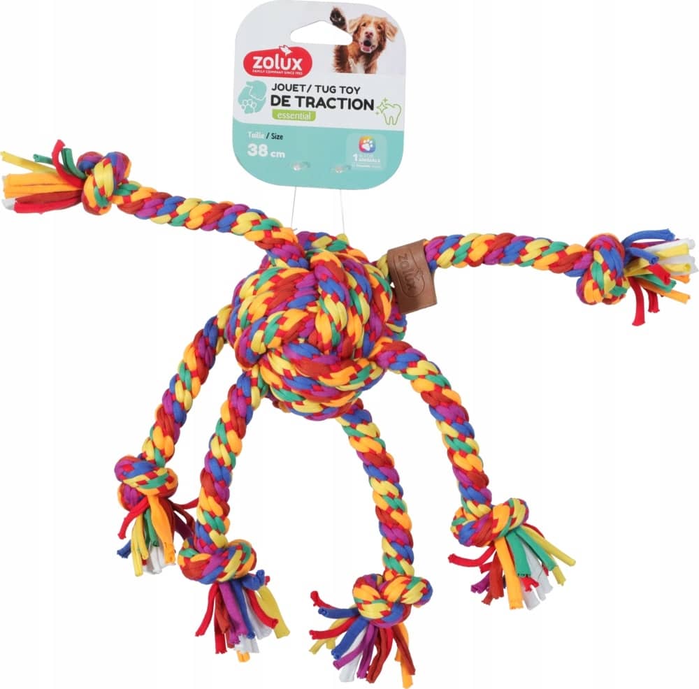 ZOLUX RAINBOW Seil-Zerrspielzeug für Hunde, Oktopus, 38 cm – Bild 1