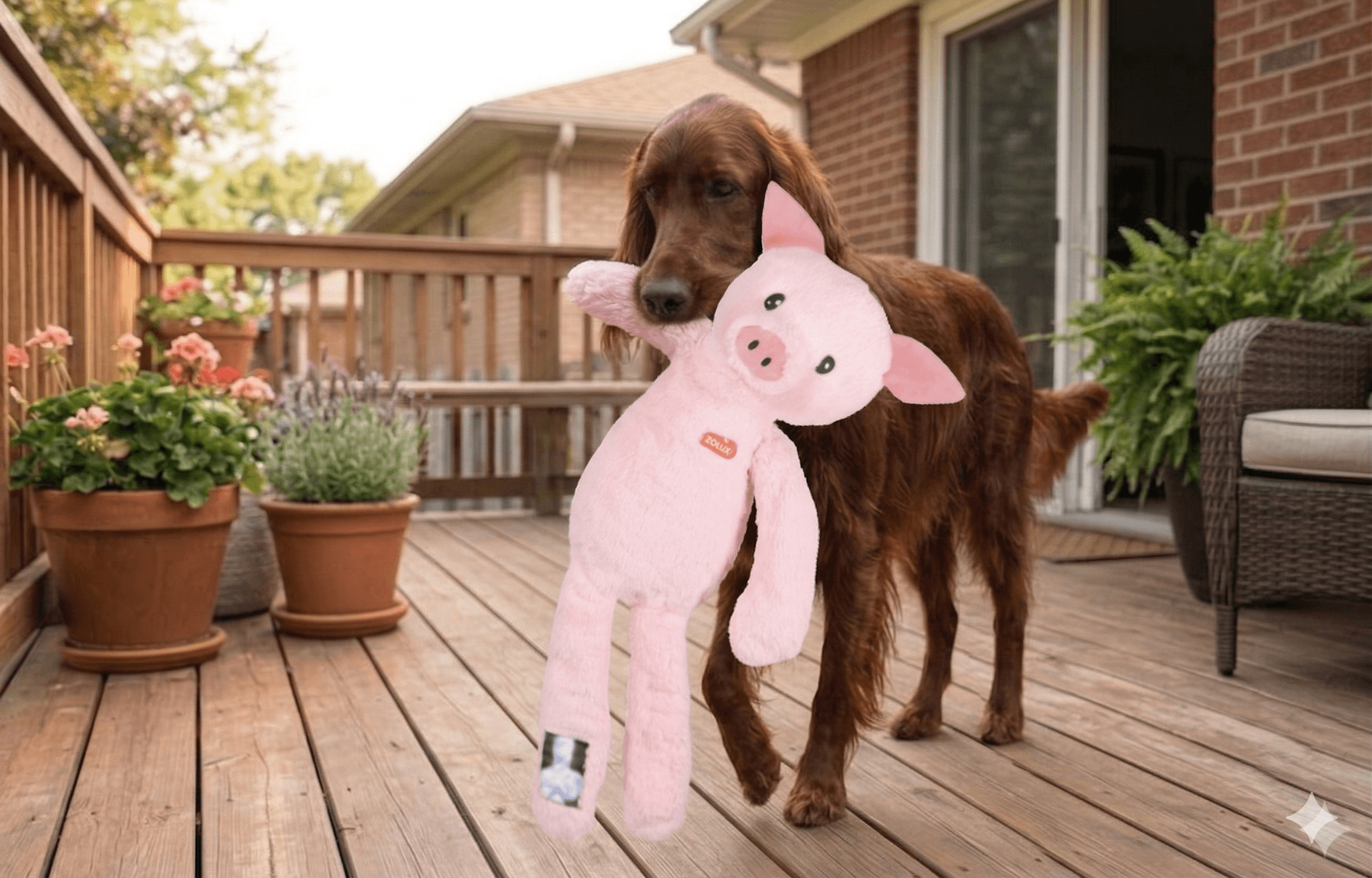 ZOLUX FURRY FARM Plüsch-Hundespielzeug, Schwein Jason, 60 cm – Bild 4