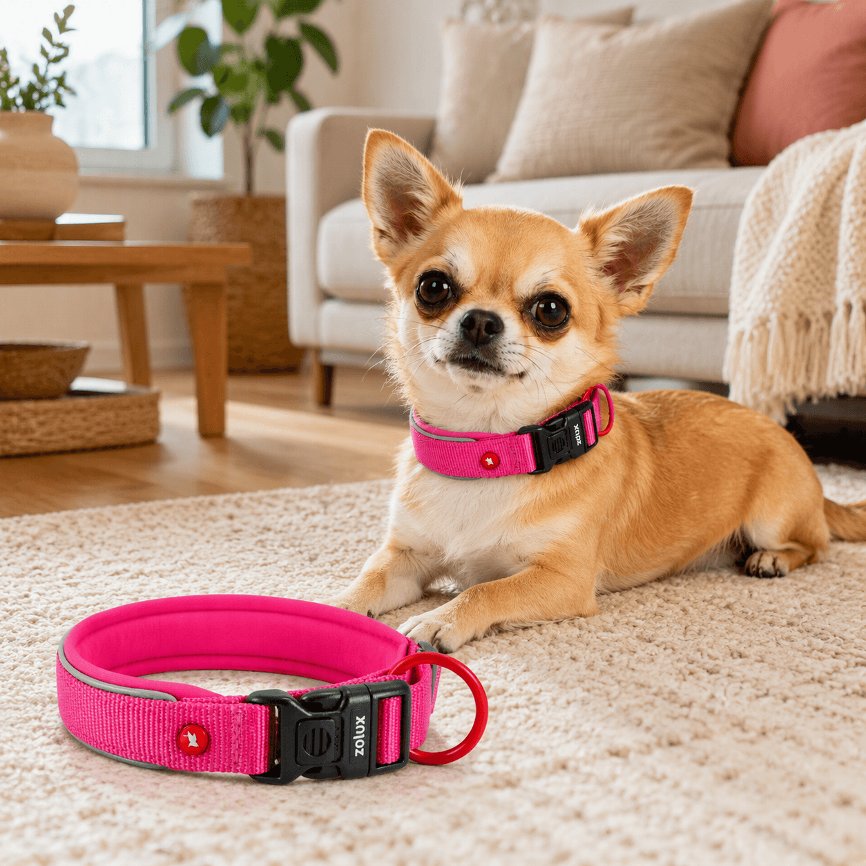 ZOLUX Premium-Nylon-Hundehalsband, Größe XXS, 25–30 cm, 15 mm, fuchsia – Bild 4