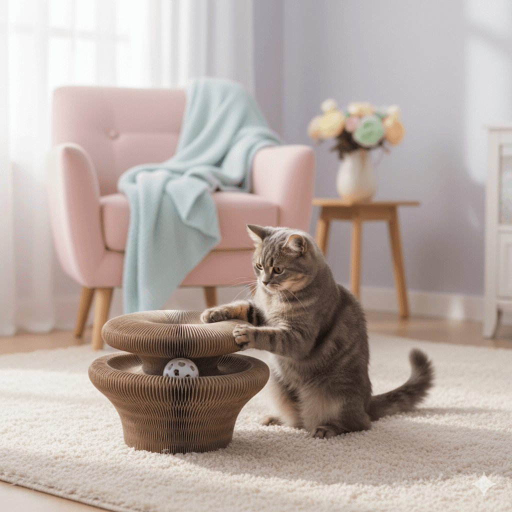 ZOLUX CHATOUILLE Zusammenklappbares 4-in-1-Katzenkratzbrett in Pfotenform mit Ball und Katzenminze – Bild 10