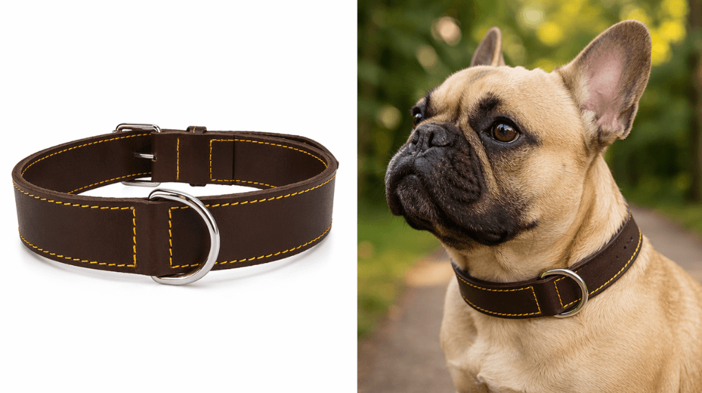 ZOLUX Verstärktes Hundehalsband aus Doppel-Leder, 35 cm, braun – Bild 2