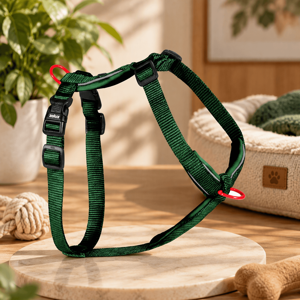 ZOLUX Premium-Nylon-Hundegeschirr, Größe S, 38–56 cm, 15 mm, grün – Bild 4