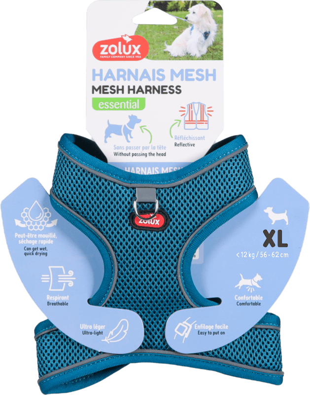 ZOLUX Atmungsaktives Mesh-Hundegeschirr, Größe XL, türkis – Bild 4