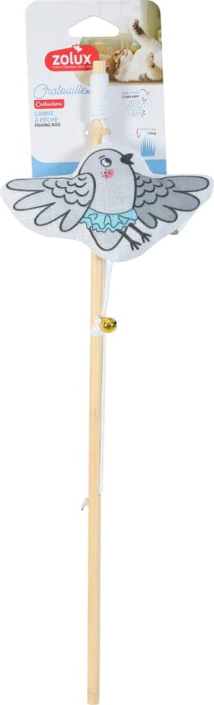 ZOLUX CHATOUILLE Bambus-Spielangel für Katzen mit Vogel im Tutu, 48,8 cm – Bild 1