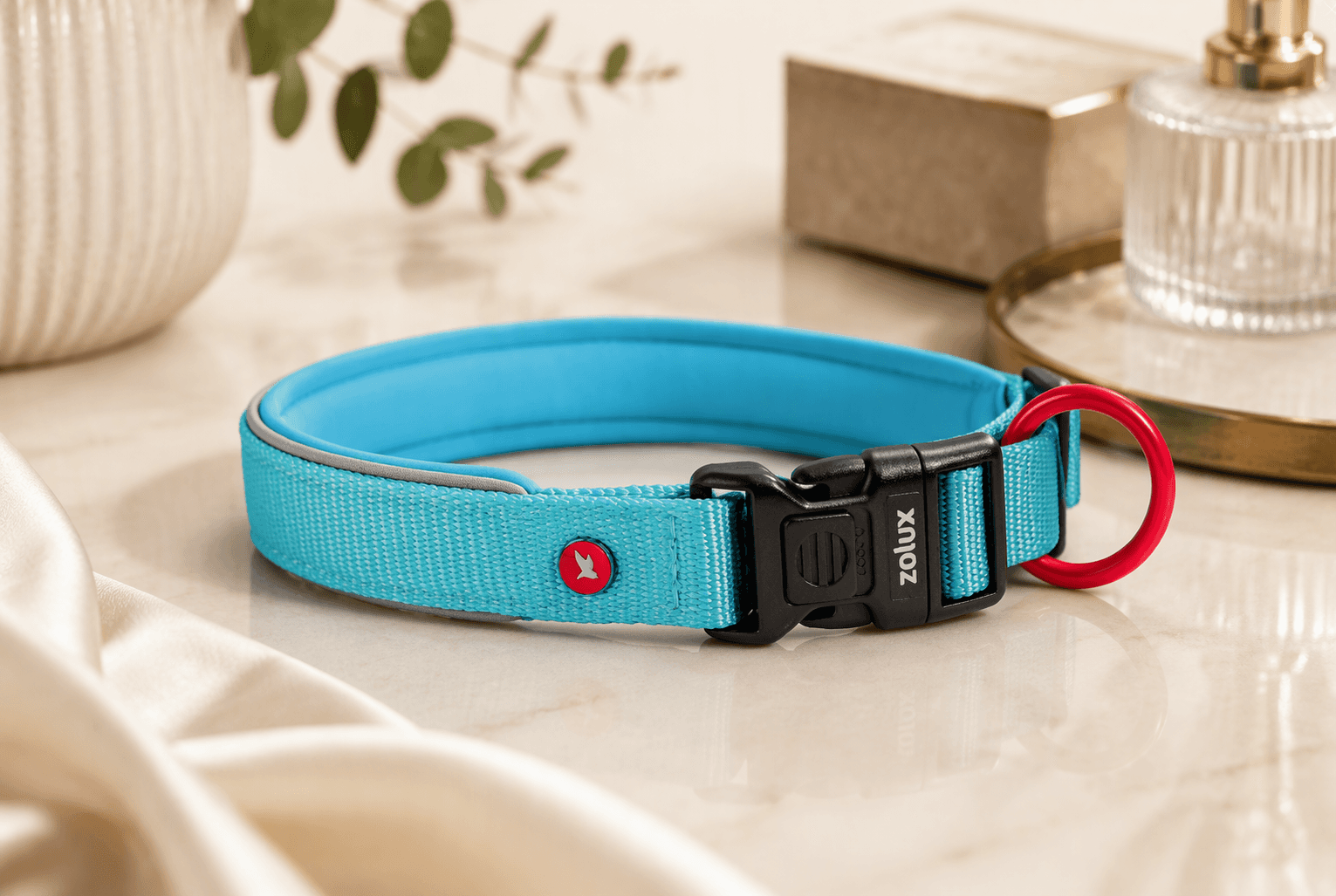 ZOLUX Premium-Nylon-Hundehalsband, Größe L, 45–50 cm, 25 mm, türkis – Bild 4