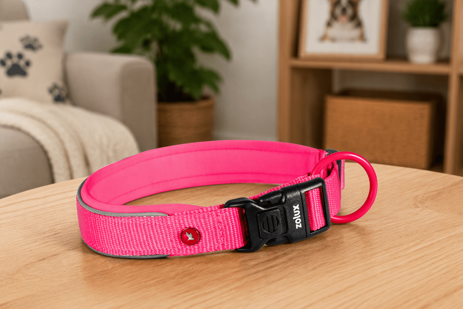 ZOLUX Premium-Nylon-Hundehalsband, Größe L, 45–50 cm, 25 mm, fuchsia – Bild 4