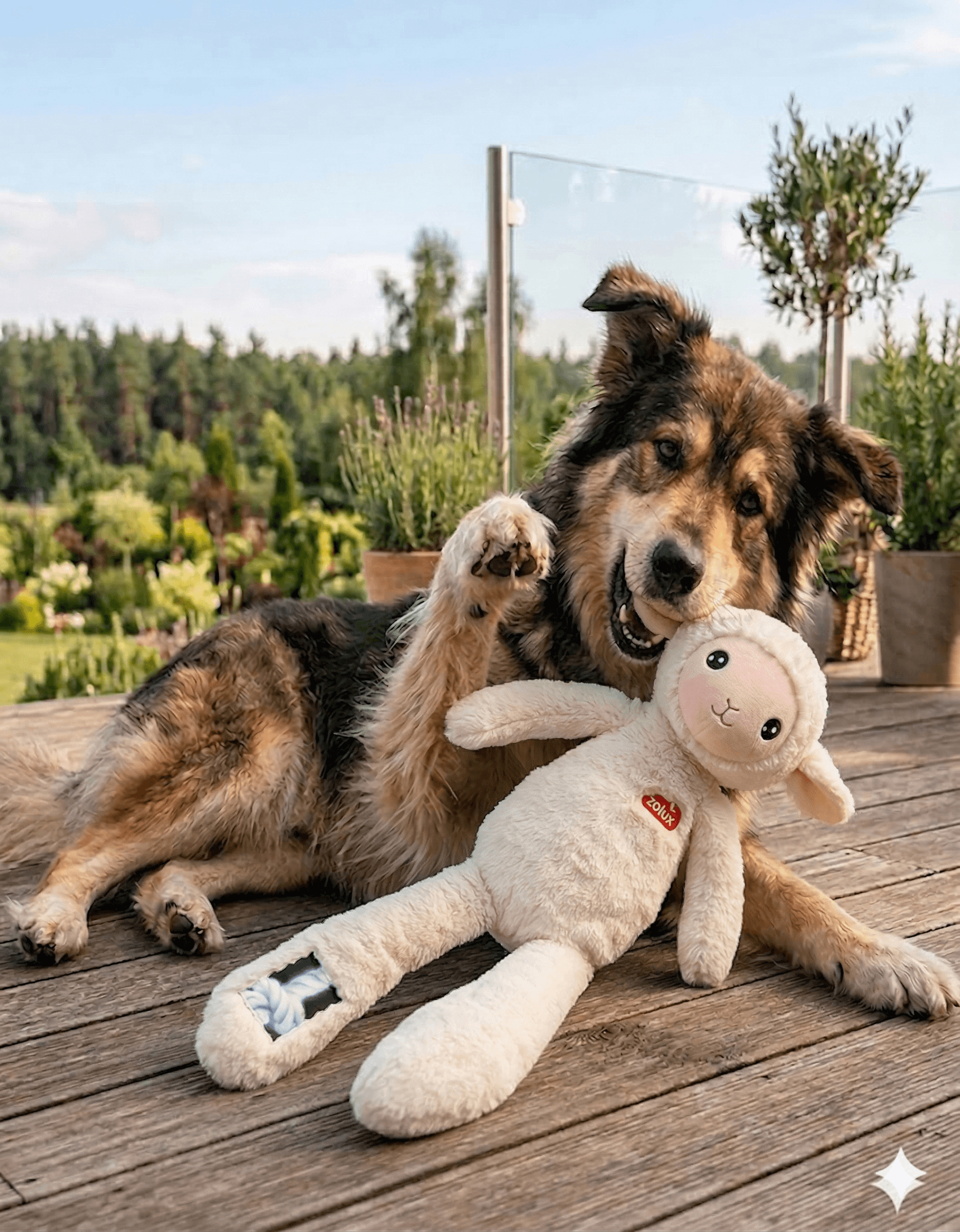 ZOLUX FURRY FARM Plüsch-Hundespielzeug, Schaf Lenny, 60 cm – Bild 5