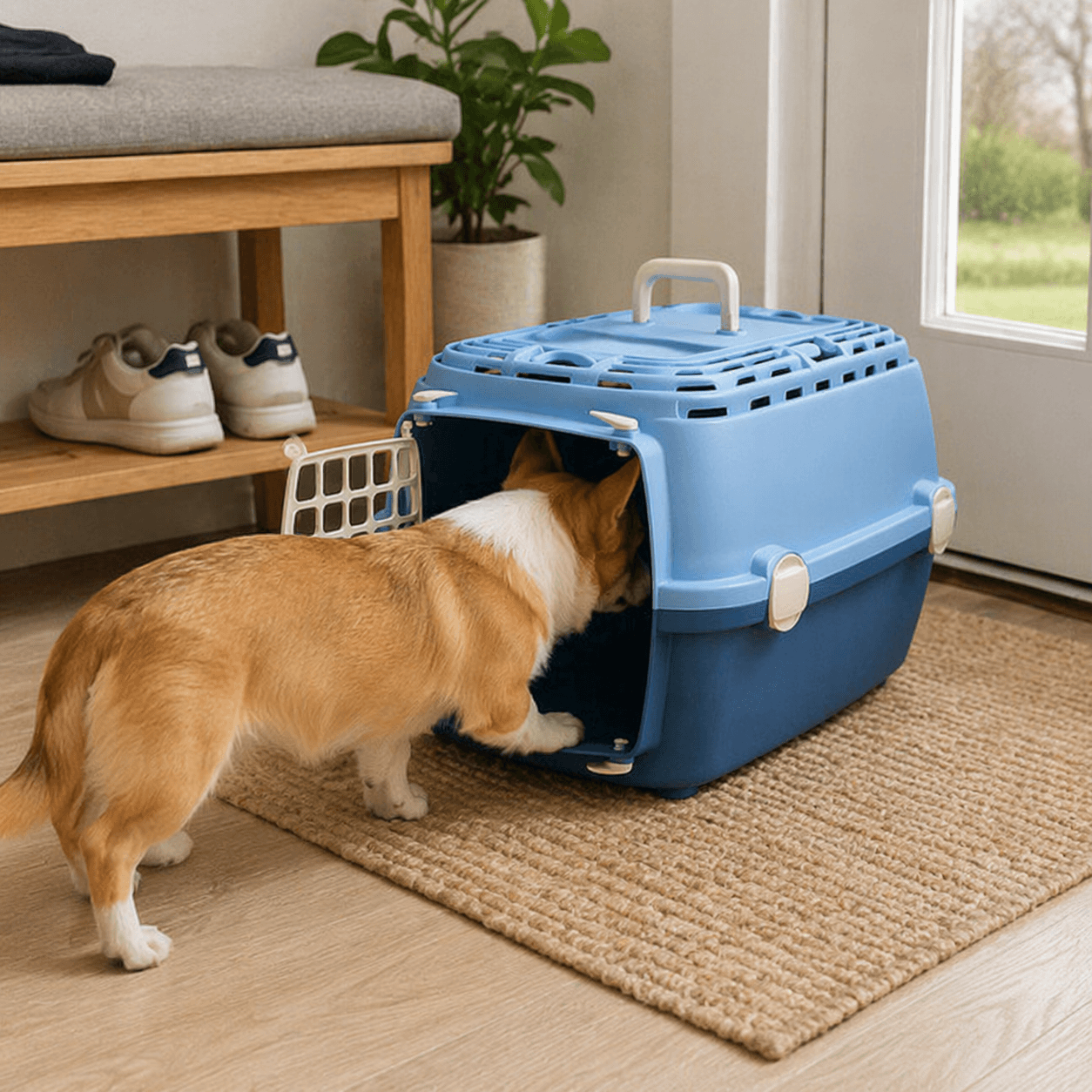 ZOLUX Transportbox für Hunde und Katzen bis 6 kg HORIZON 1, blaue Kunststofftür – Bild 3