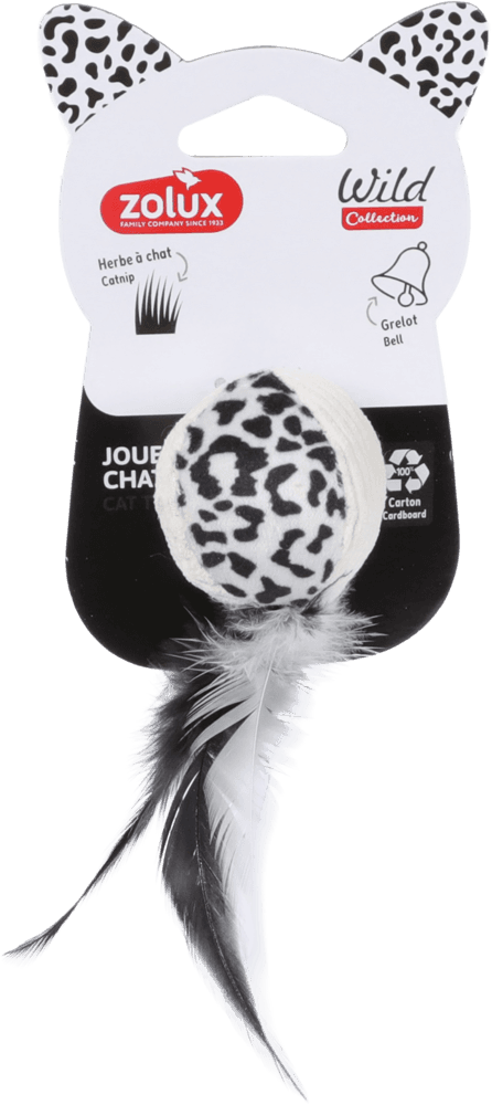 ZOLUX Katzenspielzeug WILD Ball mit Federn, 4 cm, schwarz – Bild 1
