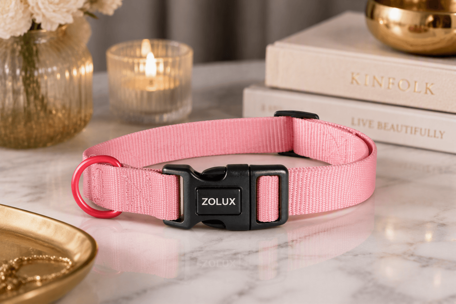 ZOLUX Klassisches Nylon-Hundehalsband, 31–48 cm, 20 mm, rosa – Bild 5