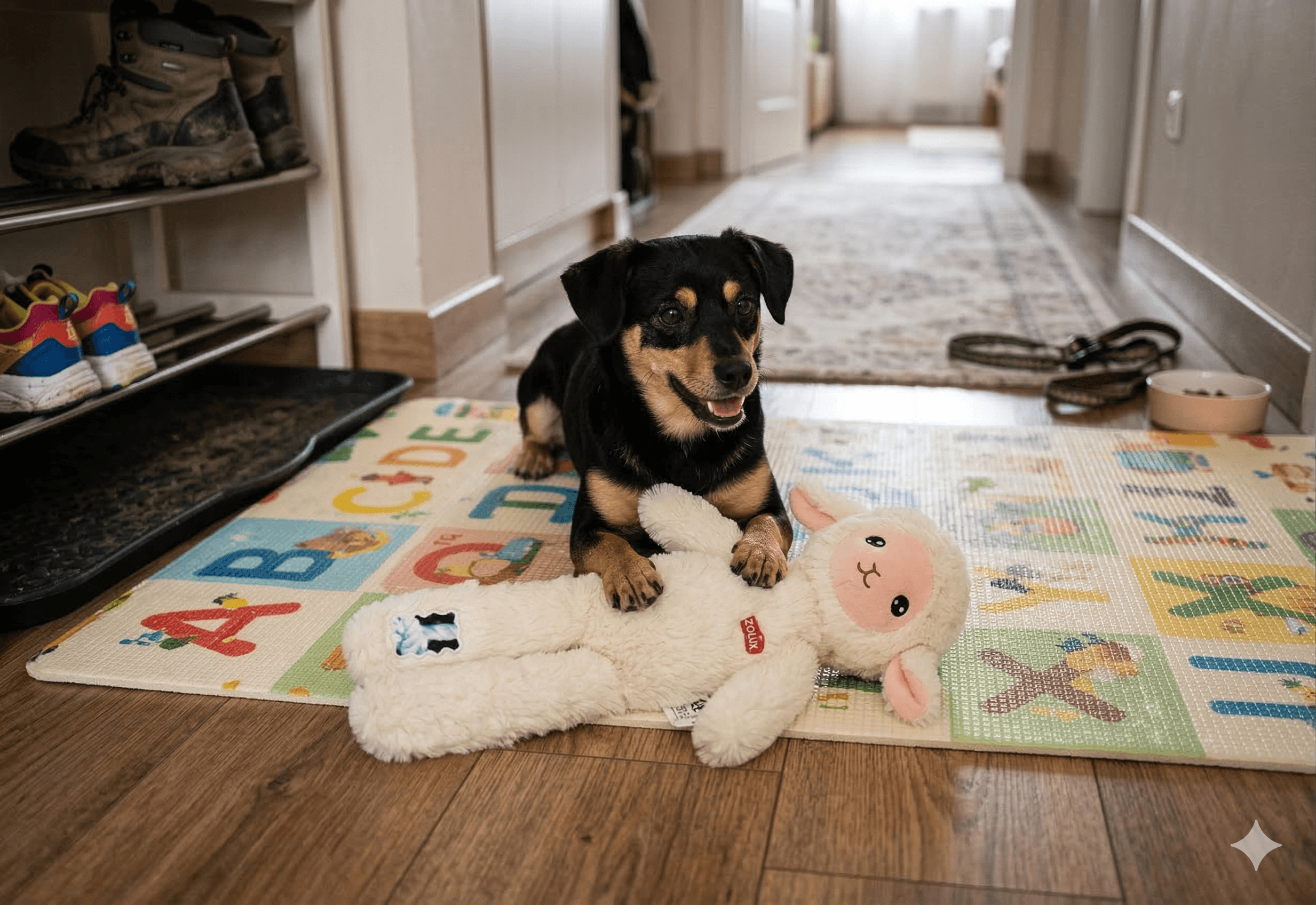 ZOLUX FURRY FARM Plüsch-Hundespielzeug, Schaf Lenny, 33 cm – Bild 4