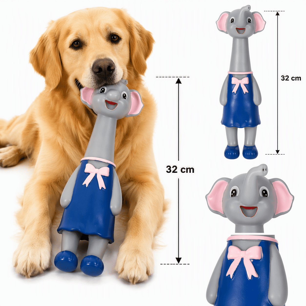 ZOLUX KARTOON Hundespielzeug Elefant mit Quietscher 32 cm – Bild 6