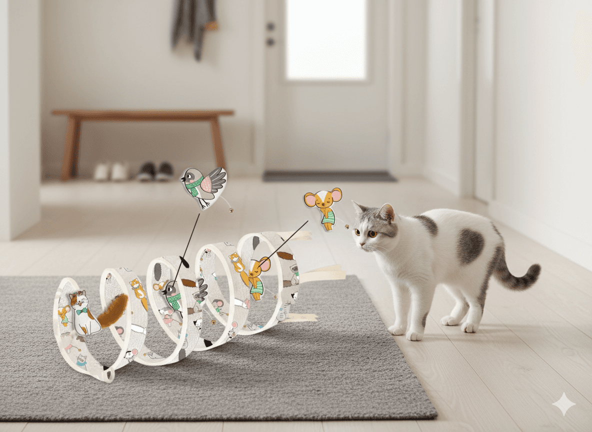ZOLUX CHATOUILLE Spiralkatzentunnel mit Katzen- und Mäusemotiv, 79 cm – Bild 4