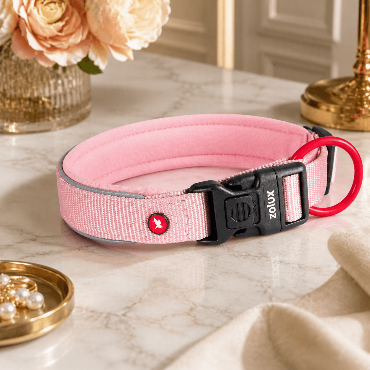 ZOLUX Premium-Nylon-Hundehalsband, Größe L, 45–50 cm, 25 mm, rosa – Bild 5