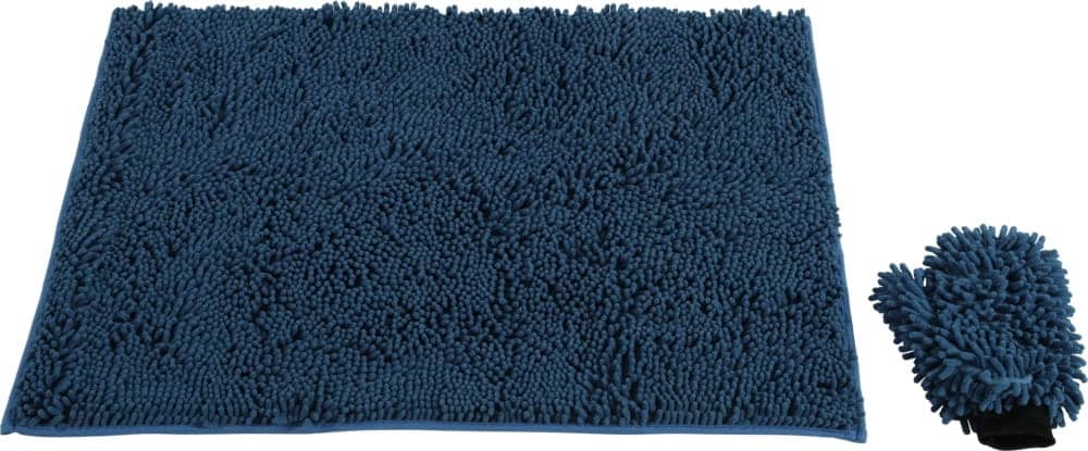 ZOLUX Mikrofaser-Handtuchmatte mit Handschuh zum Trocknen von Hunden, 90 × 60 cm, blau – Bild 1