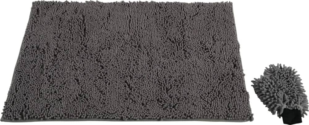 ZOLUX Mikrofaser-Handtuchmatte mit Handschuh zum Trocknen von Hunden, 100 × 70 cm, grau – Bild 2