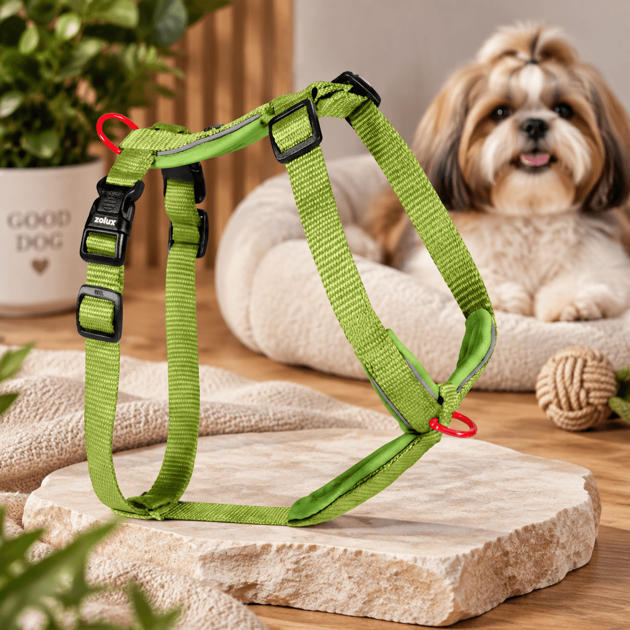 ZOLUX Premium-Nylon-Hundegeschirr, Größe S, 38–56 cm, 15 mm, hellgrün – Bild 3