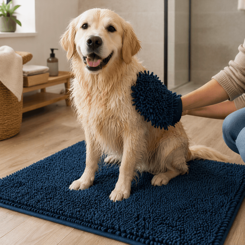 ZOLUX Mikrofaser-Handtuchmatte mit Handschuh zum Trocknen von Hunden, 100 × 70 cm, blau – Bild 10