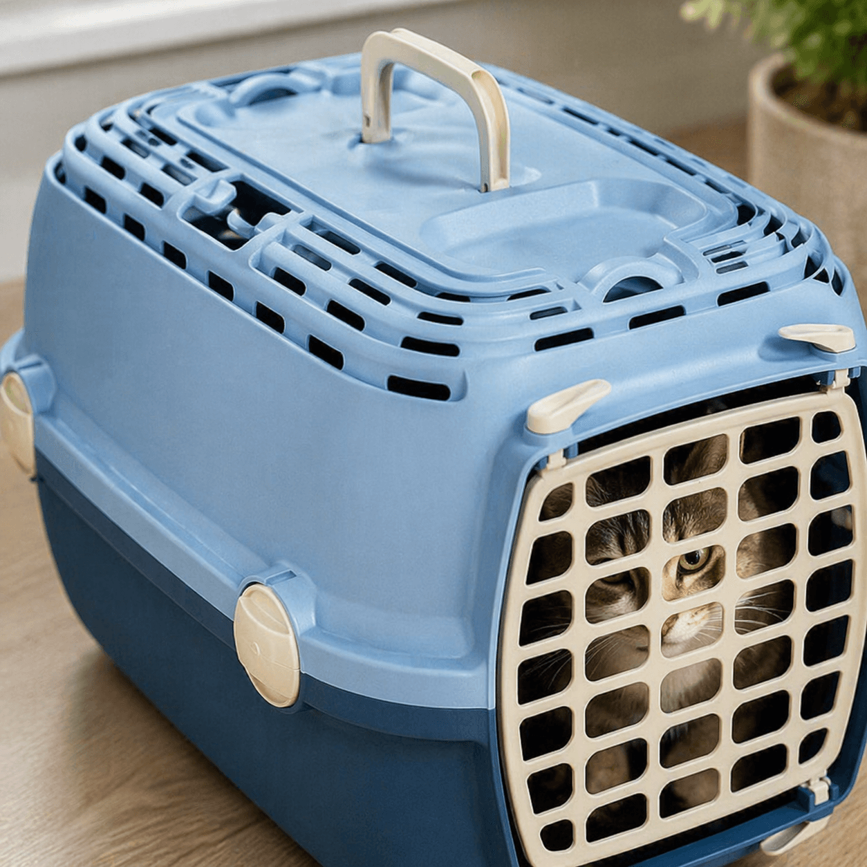 ZOLUX Transportbox für Hunde und Katzen bis 6 kg HORIZON 1, blaue Kunststofftür – Bild 4