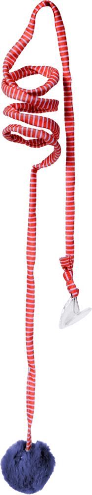 ZOLUX Hängendes Katzenspielzeug MALO mit Pompon und Feder, 80 cm, rot – Bild 1