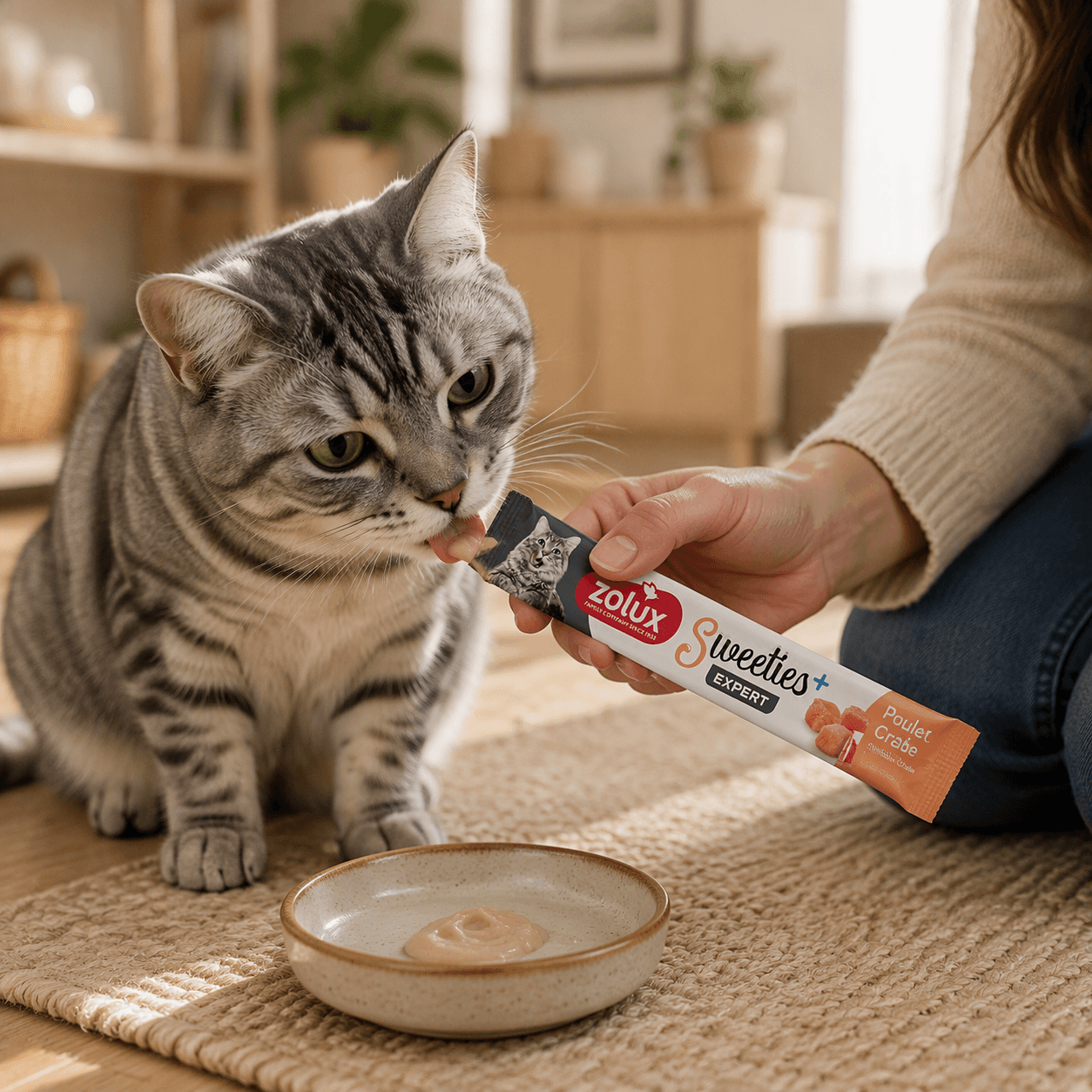 ZOLUX SWEETIES Cremesnack für Katzen mit Hähnchen und Krabben, 14 g – Bild 7