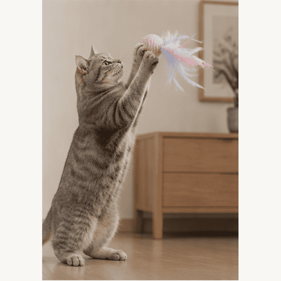 ZOLUX Katzenspielzeug MALO Ball mit Federn, 4 cm, rosa – Bild 7
