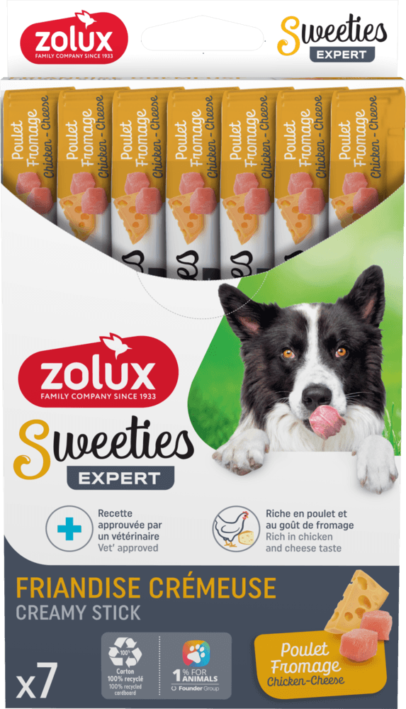 ZOLUX SWEETIES Cremiger Hundesnack mit Huhn und Käse 7 x 14 g – Bild 1