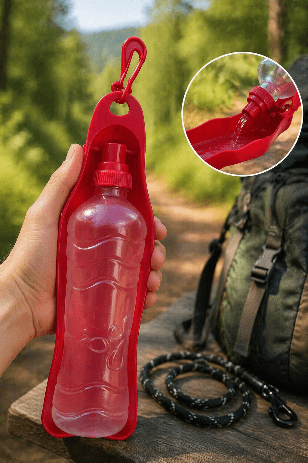 ZOLUX Faltbare Trinkflasche für Hunde BIVOUAK 450 ml rot – Bild 8