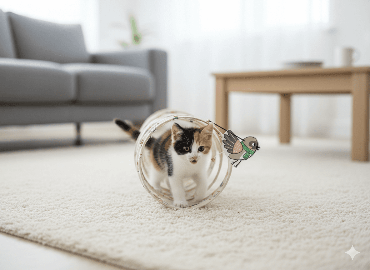 ZOLUX CHATOUILLE Spiralkatzentunnel mit Katzen- und Mäusemotiv, 79 cm – Bild 7
