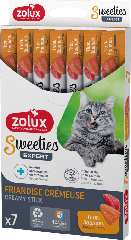 ZOLUX SWEETIES Cremesnack für Katzen mit Thunfisch und Lachs, 14 g x 7 – Bild 3