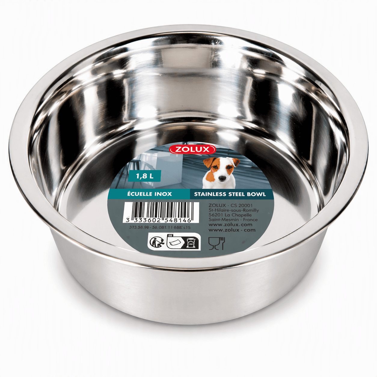 ZOLUX Edelstahlnapf für Hunde INOX 21 cm 1,8 L – Bild 3