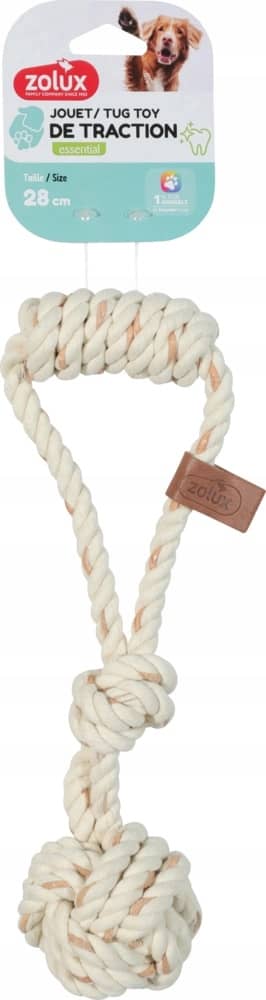 ZOLUX LEATHER TOUCH Seil-Zerrspielzeug für Hunde, Knoten, 28 cm – Bild 1