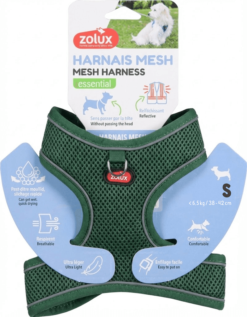 ZOLUX Atmungsaktives Mesh-Hundegeschirr, Größe S, grün – Bild 3