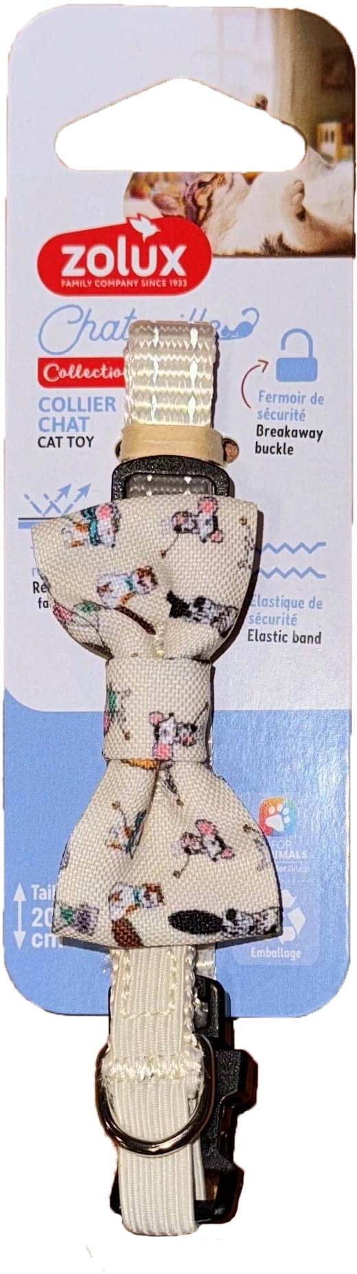 ZOLUX CHATOUILLE Katzenhalsband mit Fliege, beige – Bild 1