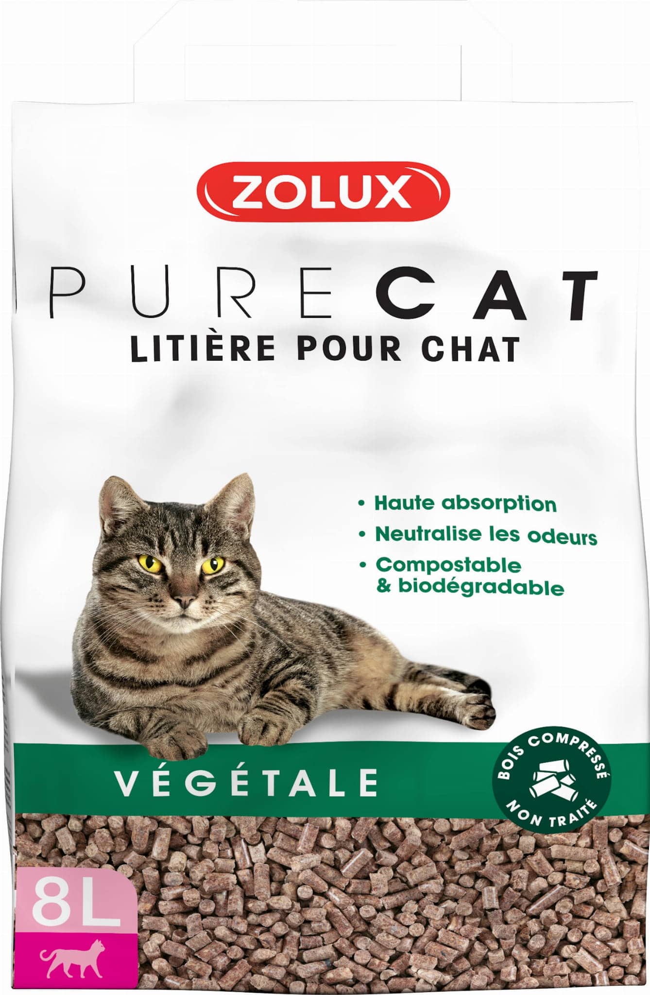 ZOLUX PURECAT natürliche Pflanzen-Katzenstreu, 8 l – Bild 1