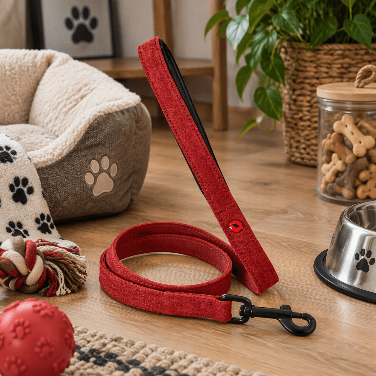 ZOLUX Komfort-Lederleine für Hunde, 1 m, 20 mm, rot – Bild 6