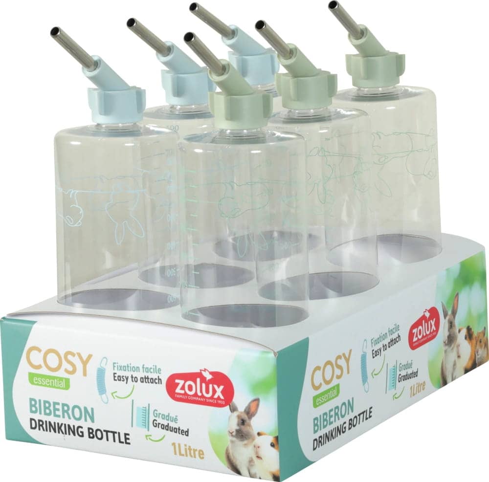 ZOLUX COSY Trinkflasche für Nagetiere mit Messskala 1000 ml, blau/grün – Bild 3