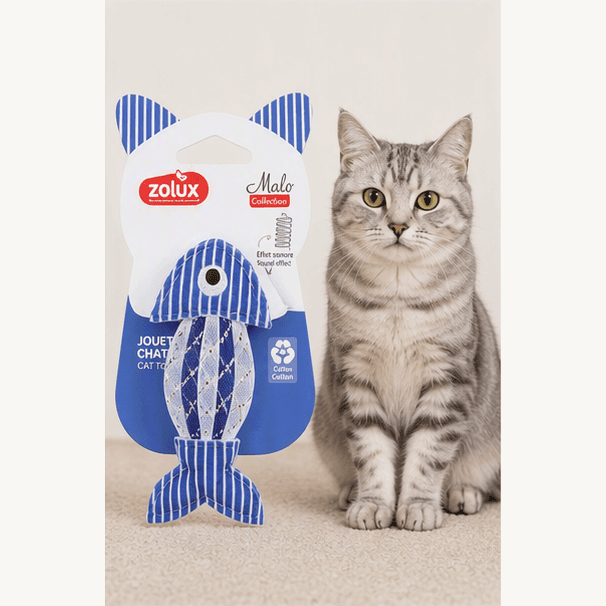 ZOLUX Katzenspielzeug MALO Fisch mit Federeffekt, 13 cm, blau – Bild 3