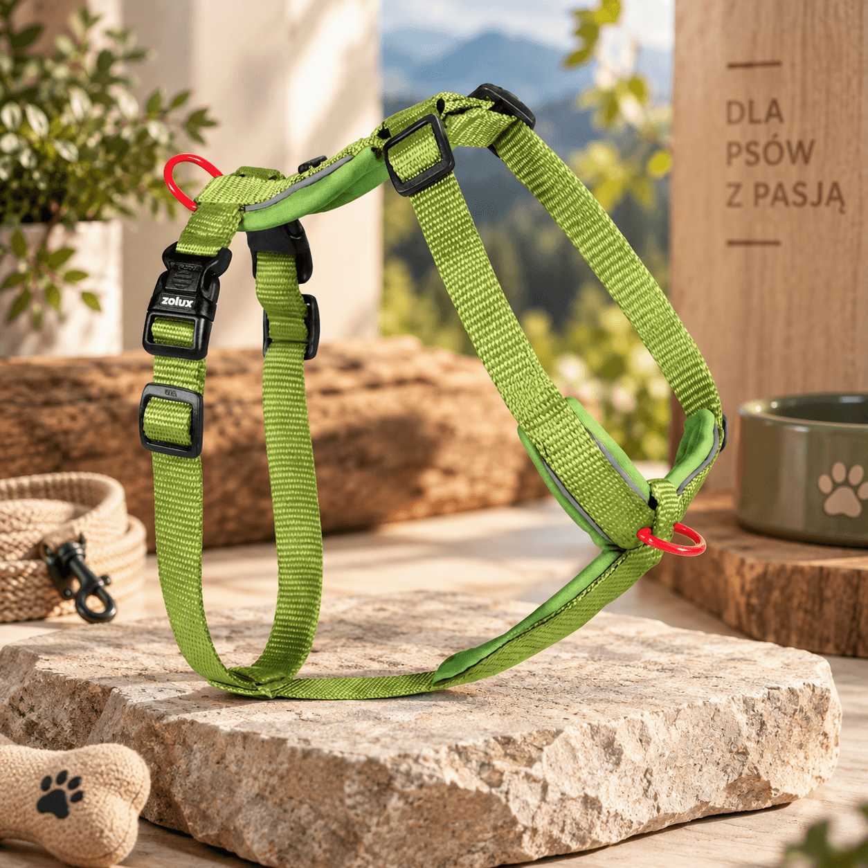ZOLUX Premium-Nylon-Hundegeschirr, Größe L/XL, 65–97 cm, 25 mm, hellgrün – Bild 3