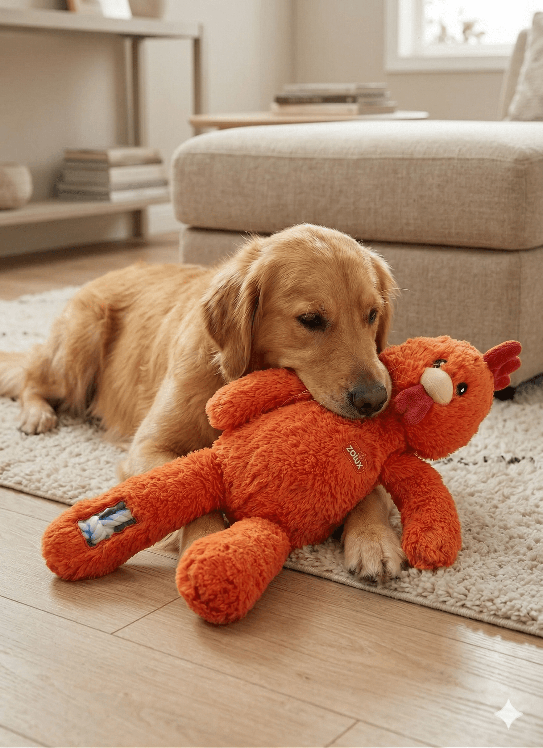 ZOLUX FURRY FARM Plüsch-Hundespielzeug, Hahn Brock, 60 cm – Bild 7