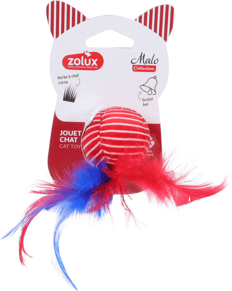 ZOLUX Katzenspielzeug MALO Ball mit Federn, 4 cm, rot – Bild 2