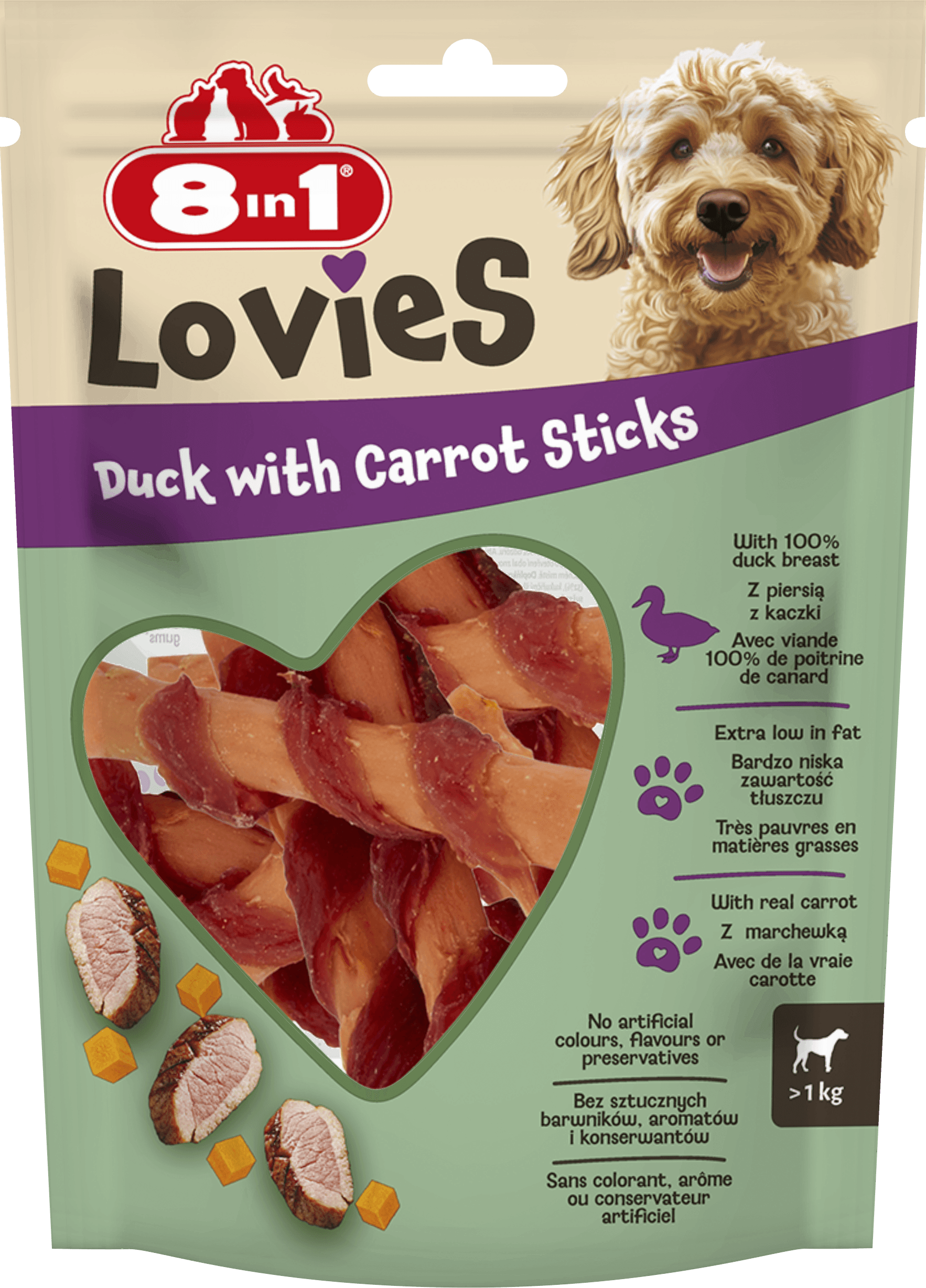 8in1 Enten-Sticks mit Karotte 80g – Bild 1
