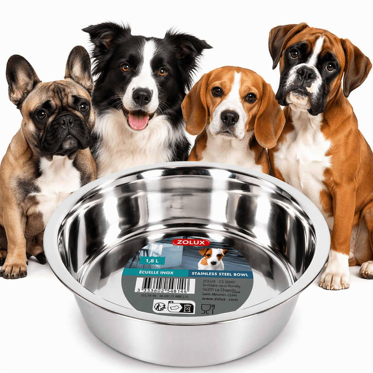ZOLUX Edelstahlnapf für Hunde INOX 21 cm 1,8 L – Bild 1