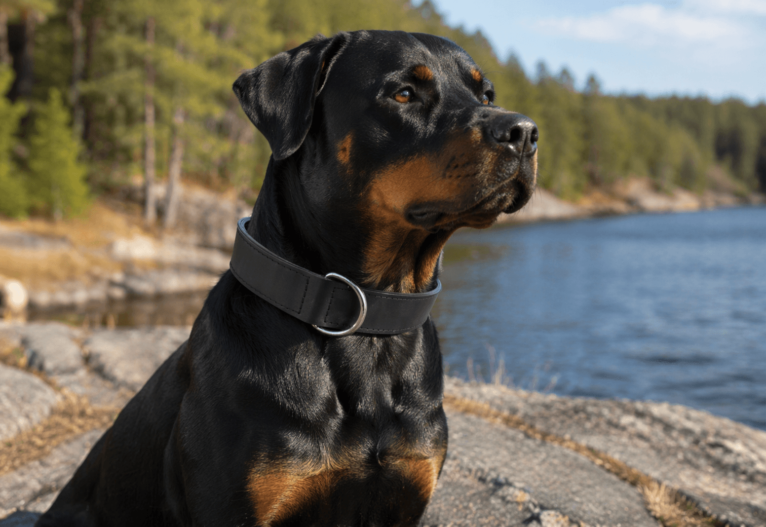 ZOLUX Verstärktes Hundehalsband aus Doppel-Leder, 50 cm, schwarz – Bild 7