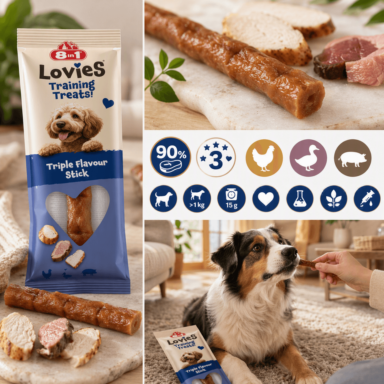 8in1 Lovies Trainingsleckerlis Triple Flavour 15g – Bild 10