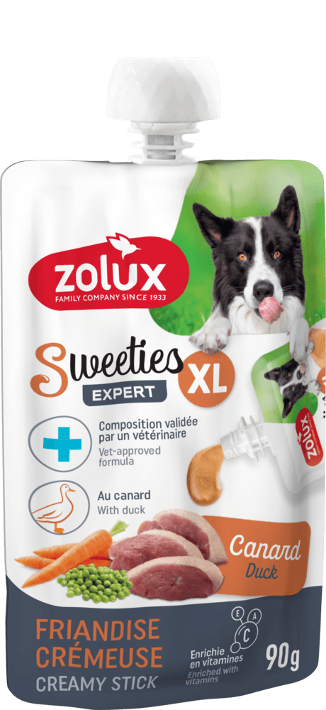 ZOLUX SWEETIES XL Cremiger Hundesnack mit Ente 90 g – Bild 4