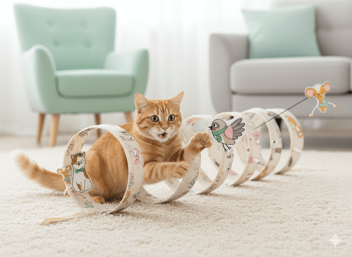 ZOLUX CHATOUILLE Spiralkatzentunnel mit Katzen- und Mäusemotiv, 79 cm – Bild 6