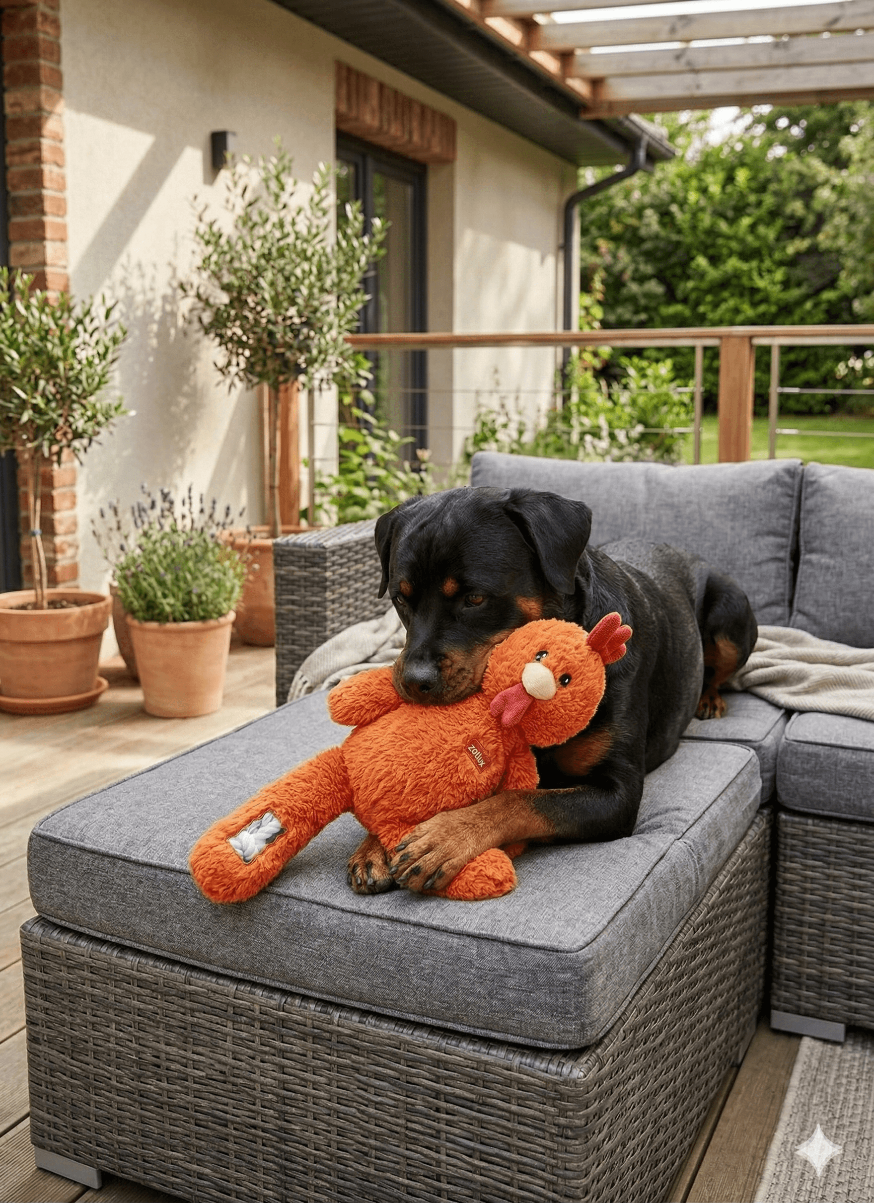 ZOLUX FURRY FARM Plüsch-Hundespielzeug, Hahn Brock, 60 cm – Bild 3