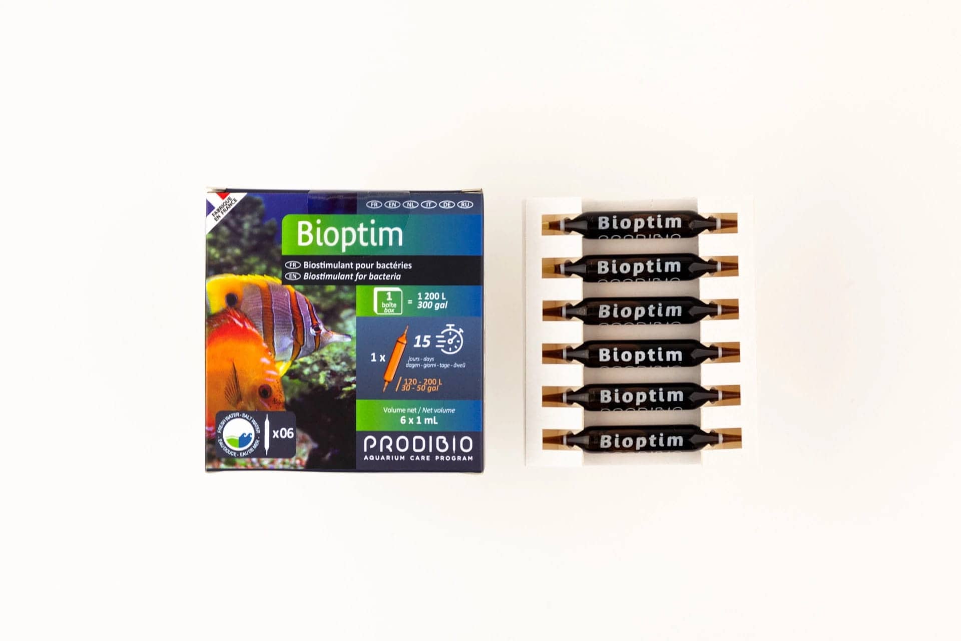 Prodibio Bioptim Fresh and Salt – 6 Ampullen – Mikroelemente für die Bakterien in BioDigest für Meerwasseraquarien – Bild 1