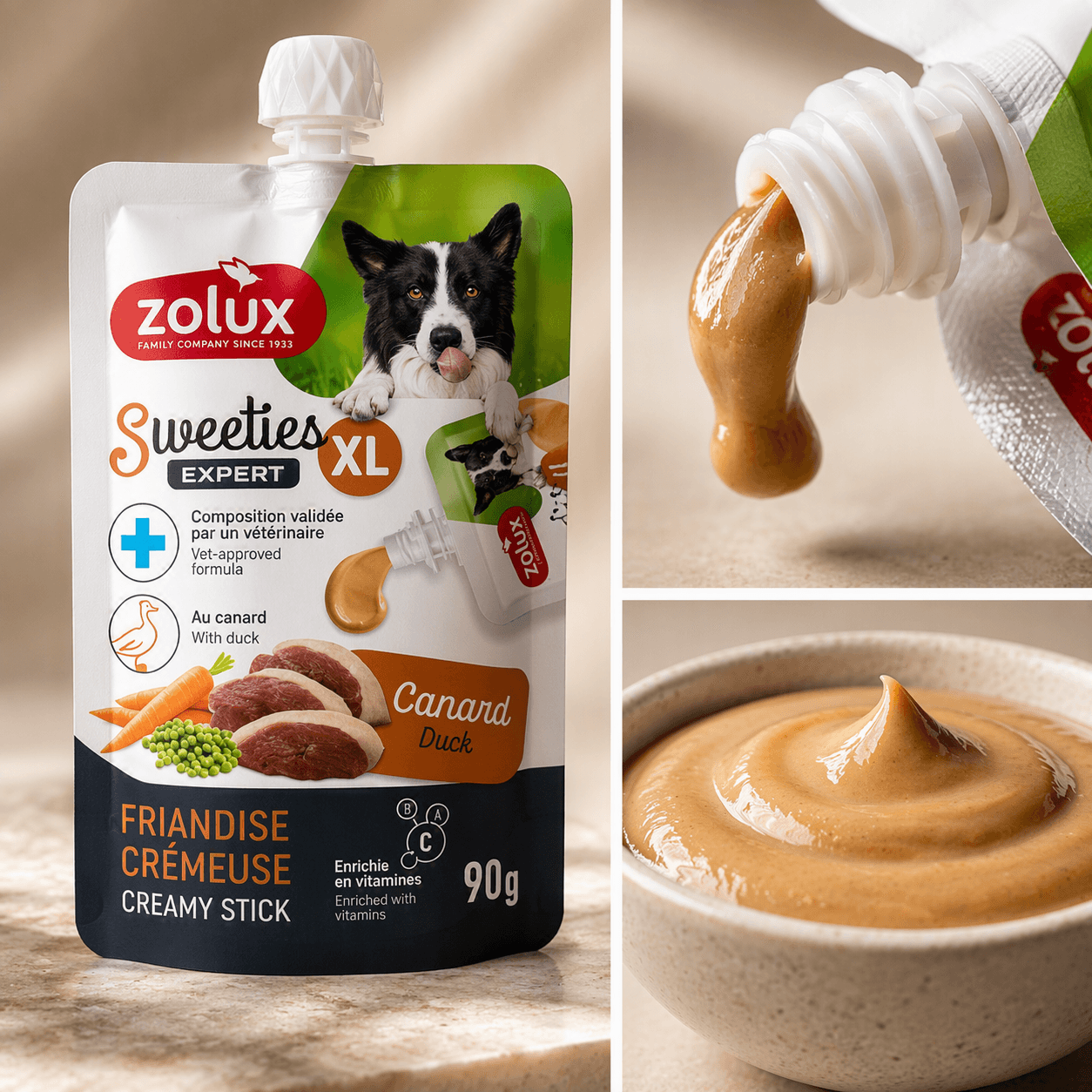 ZOLUX SWEETIES XL Cremiger Hundesnack mit Ente 90 g – Bild 8
